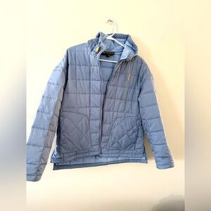 Free Country Puffer Coat Jacket Hood Light Blue Lightweight Size S M Comfy